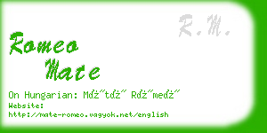 romeo mate business card